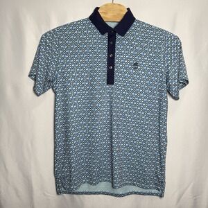 Greyson West Flag‎ Golf Performance Polo  Monogram Blue Print Mens Large